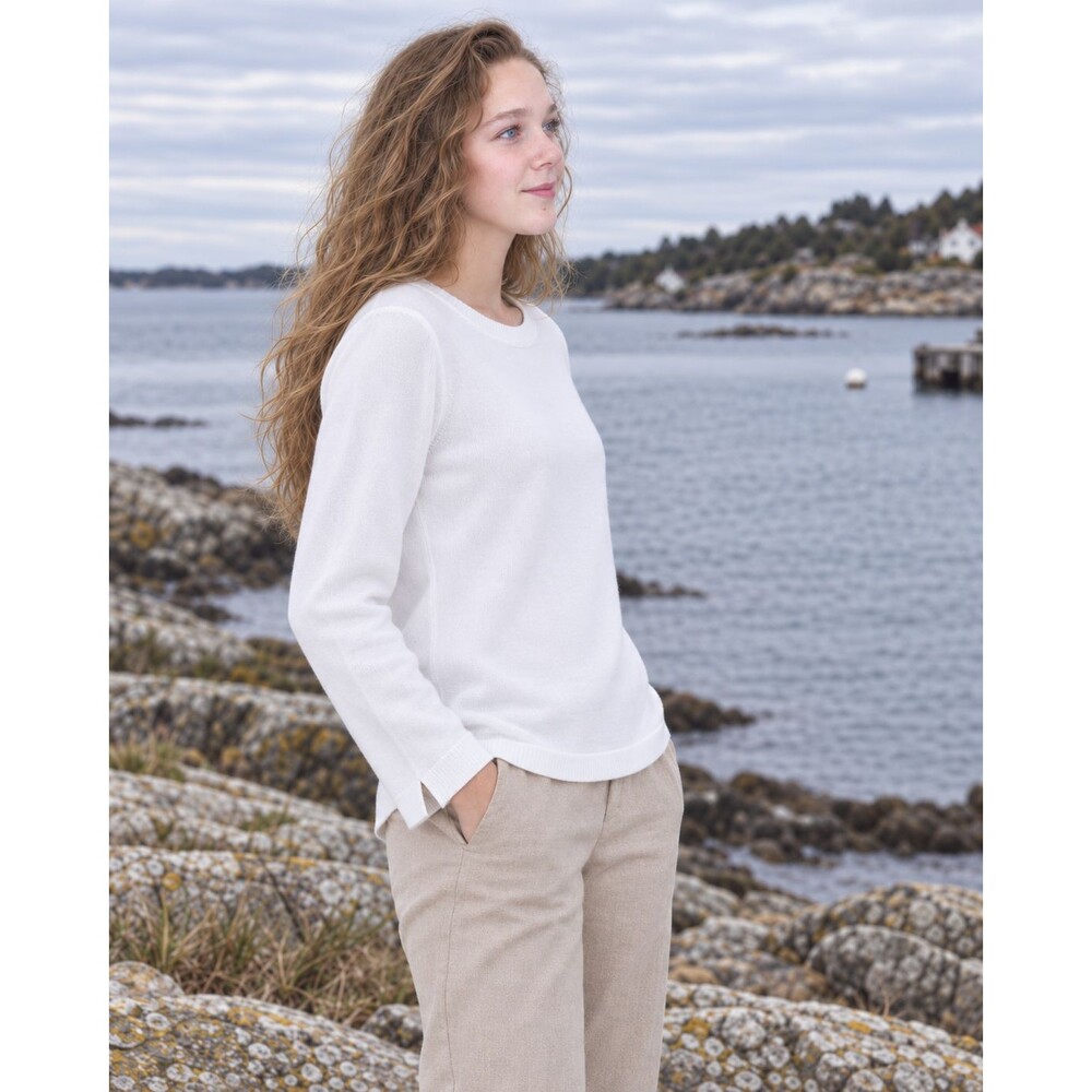 Holebrook Sweden Hulda Crew Sweater XL White Organic Cotton Regular Fit Made EU